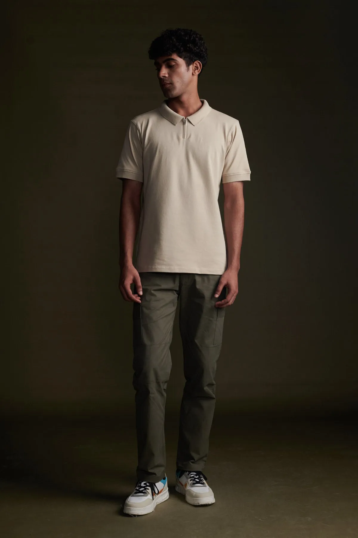 Pure Beige Half Sleeve Polo