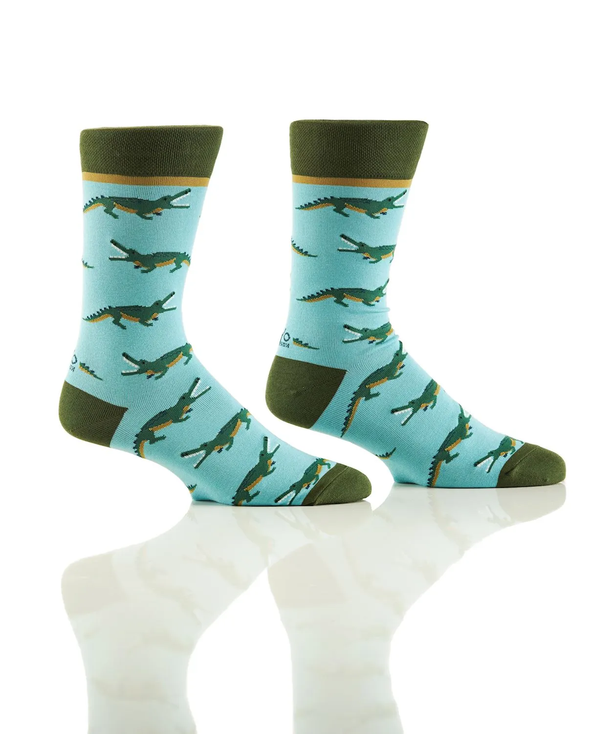 "Crocodiles" Cotton Crew Socks by YO Sox - Large