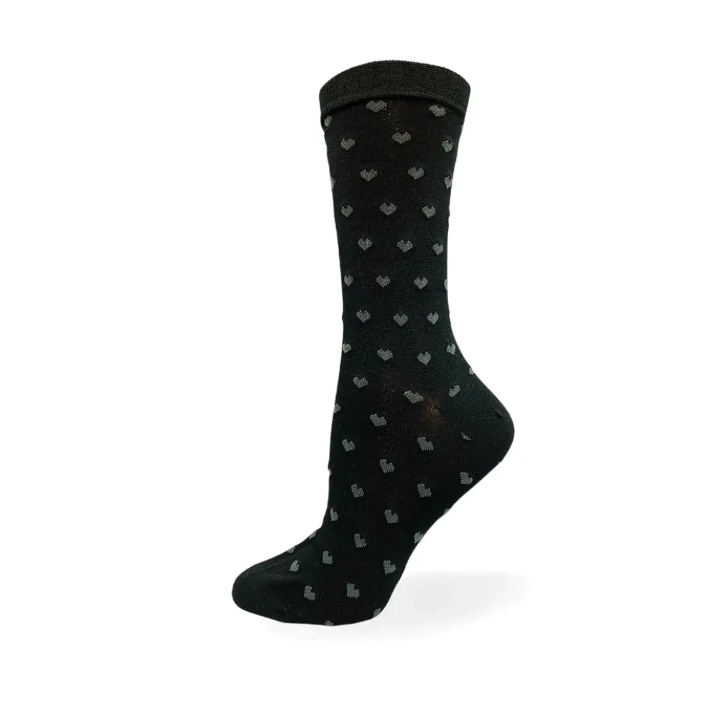 "Mini Hearts All Over" Bamboo Socks by Point Zero-Medium
