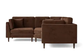 Ragusa 3 Seater Corner Sofa Coffee Brown Velvet