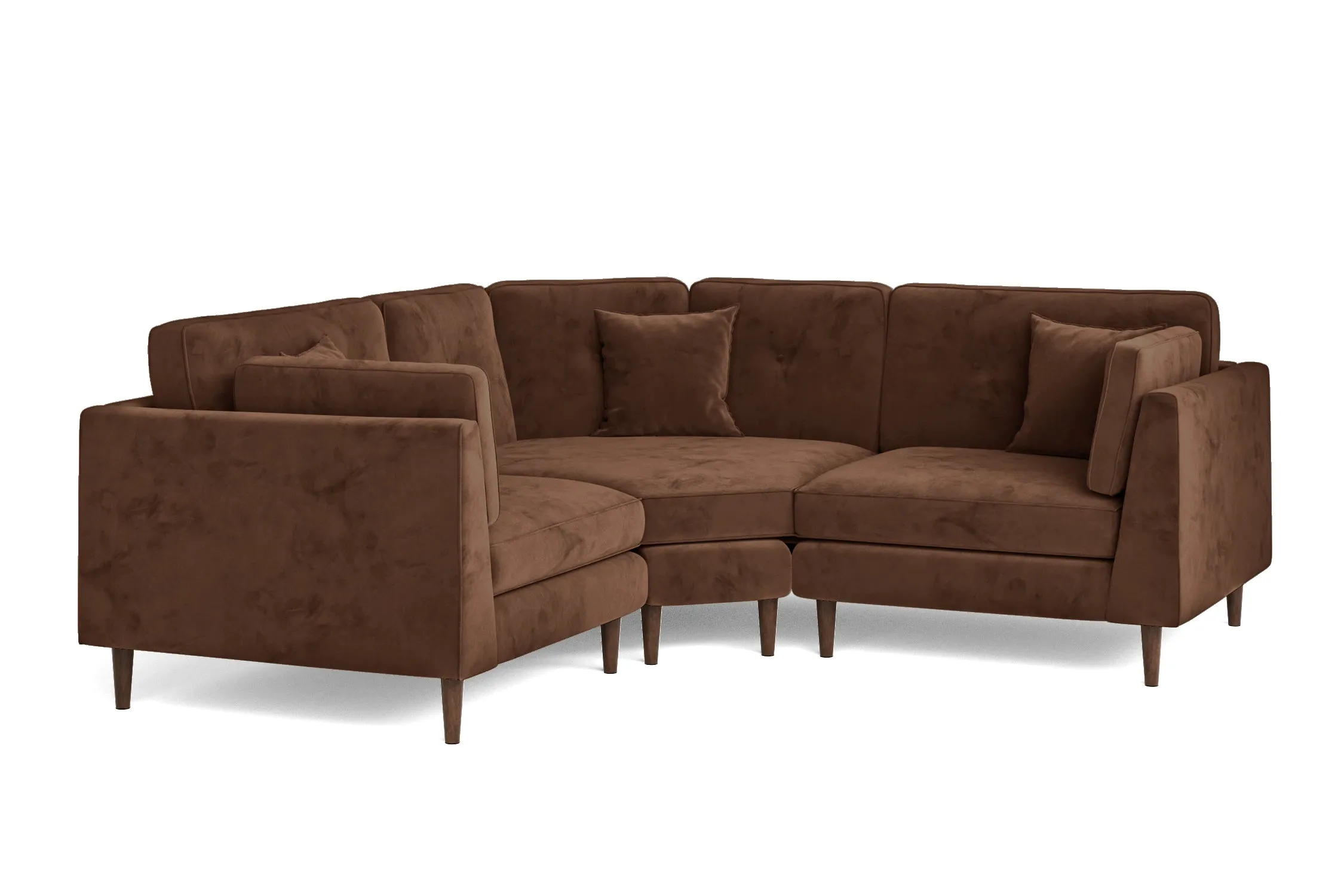 Ragusa 3 Seater Corner Sofa Coffee Brown Velvet