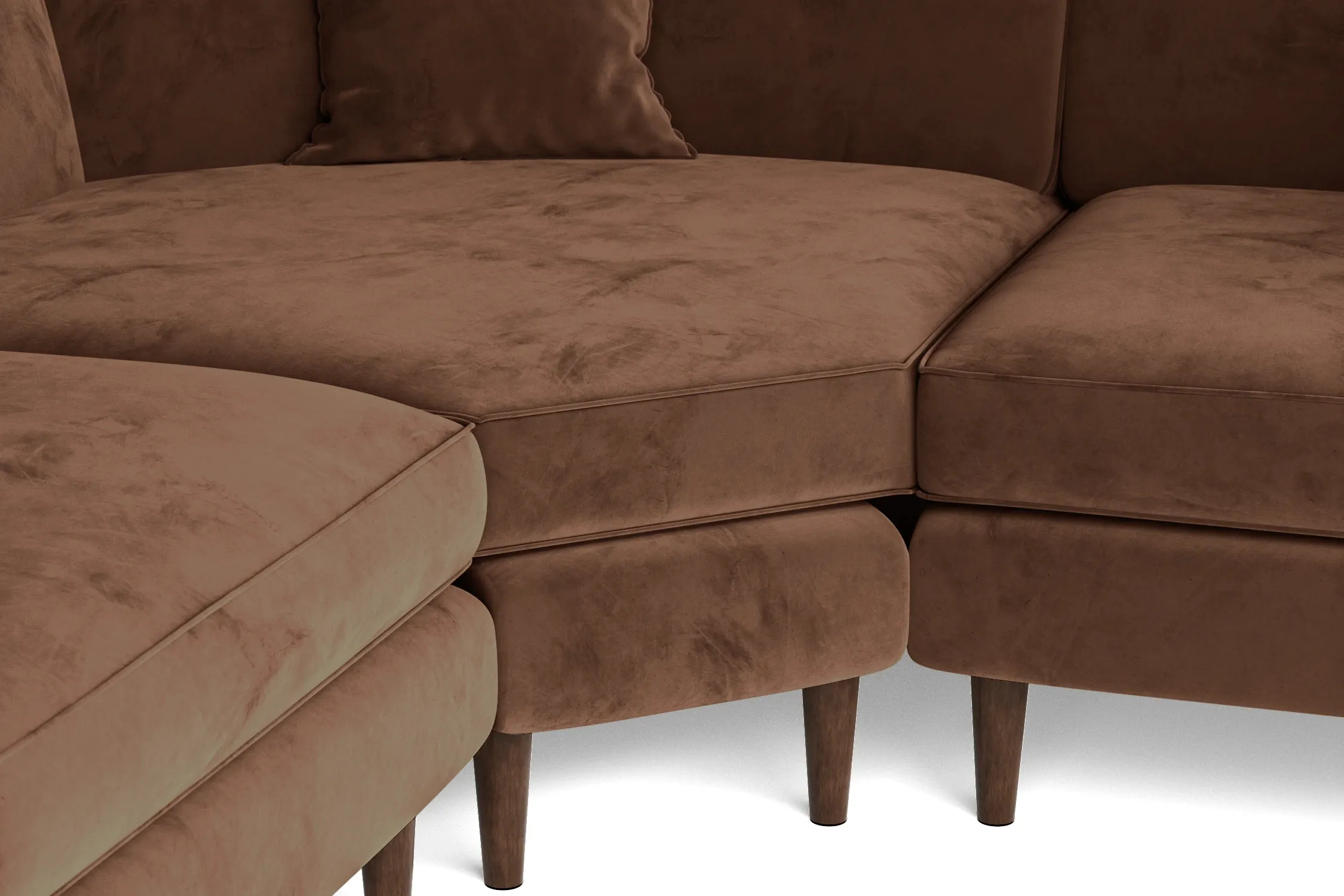 Ragusa 3 Seater Corner Sofa Coffee Brown Velvet
