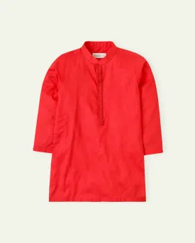 Red Embroidered Kurta
