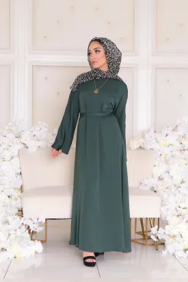 Rhea Essential Closed Abaya- Dark Green