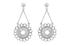 Silver Sun Mandala Earrings