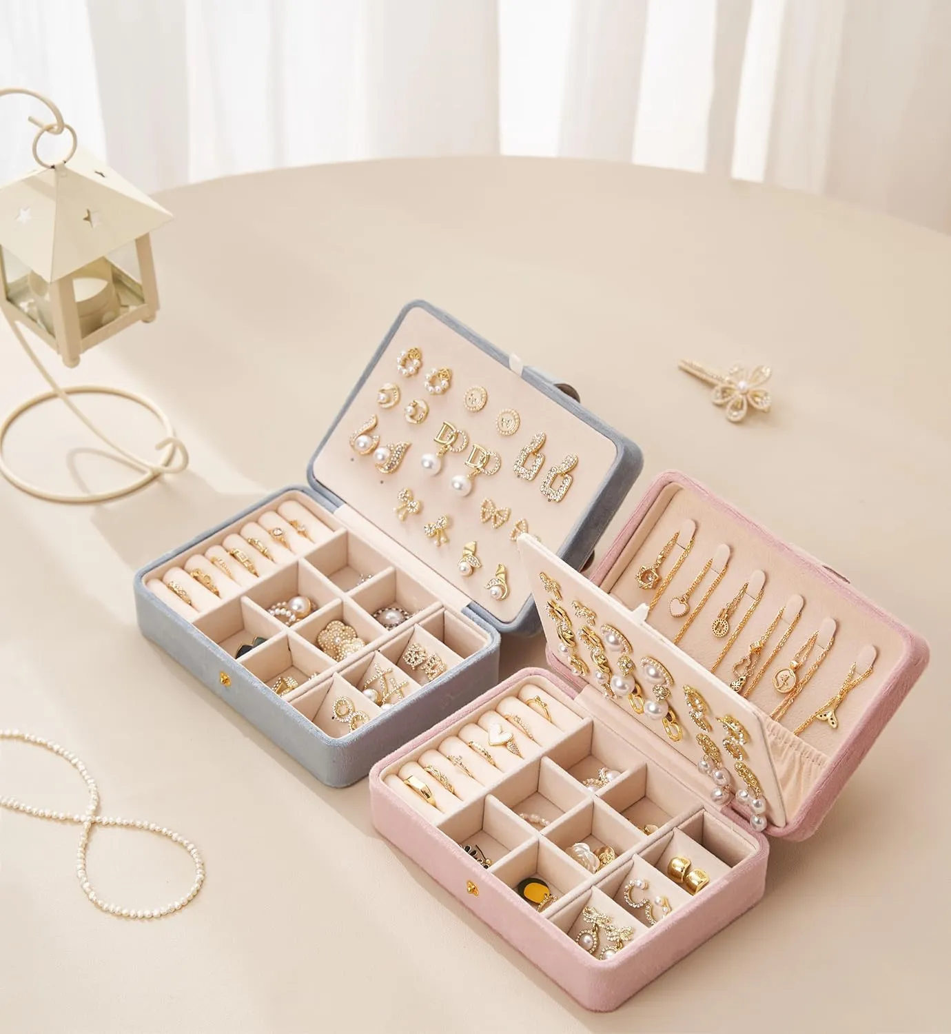 Small Jewelry Box for Earrings, Travel Earring Organizer for Girls Earring Box Travel Earring Case Organizer Green Travel Jewelry Boxes for Women Small Earring Holder Organizer Box for Girls