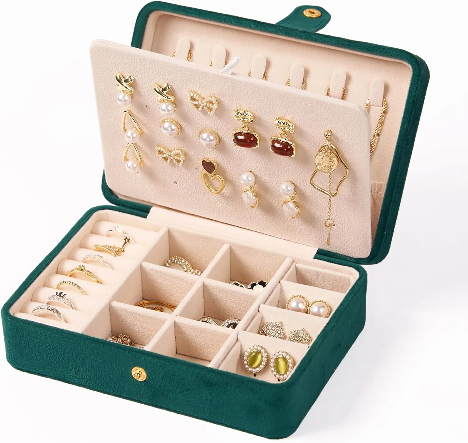 Small Jewelry Box for Earrings, Travel Earring Organizer for Girls Earring Box Travel Earring Case Organizer Green Travel Jewelry Boxes for Women Small Earring Holder Organizer Box for Girls
