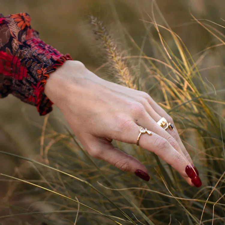 Solid Gold Diamond Snake Ring for Protection
