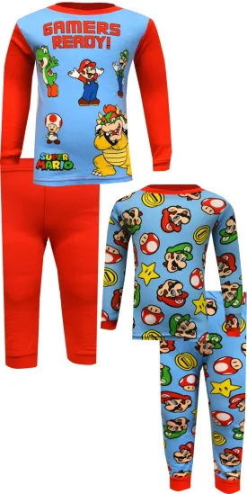 Super Mario Gamers Ready 4 Piece Cotton Pajamas