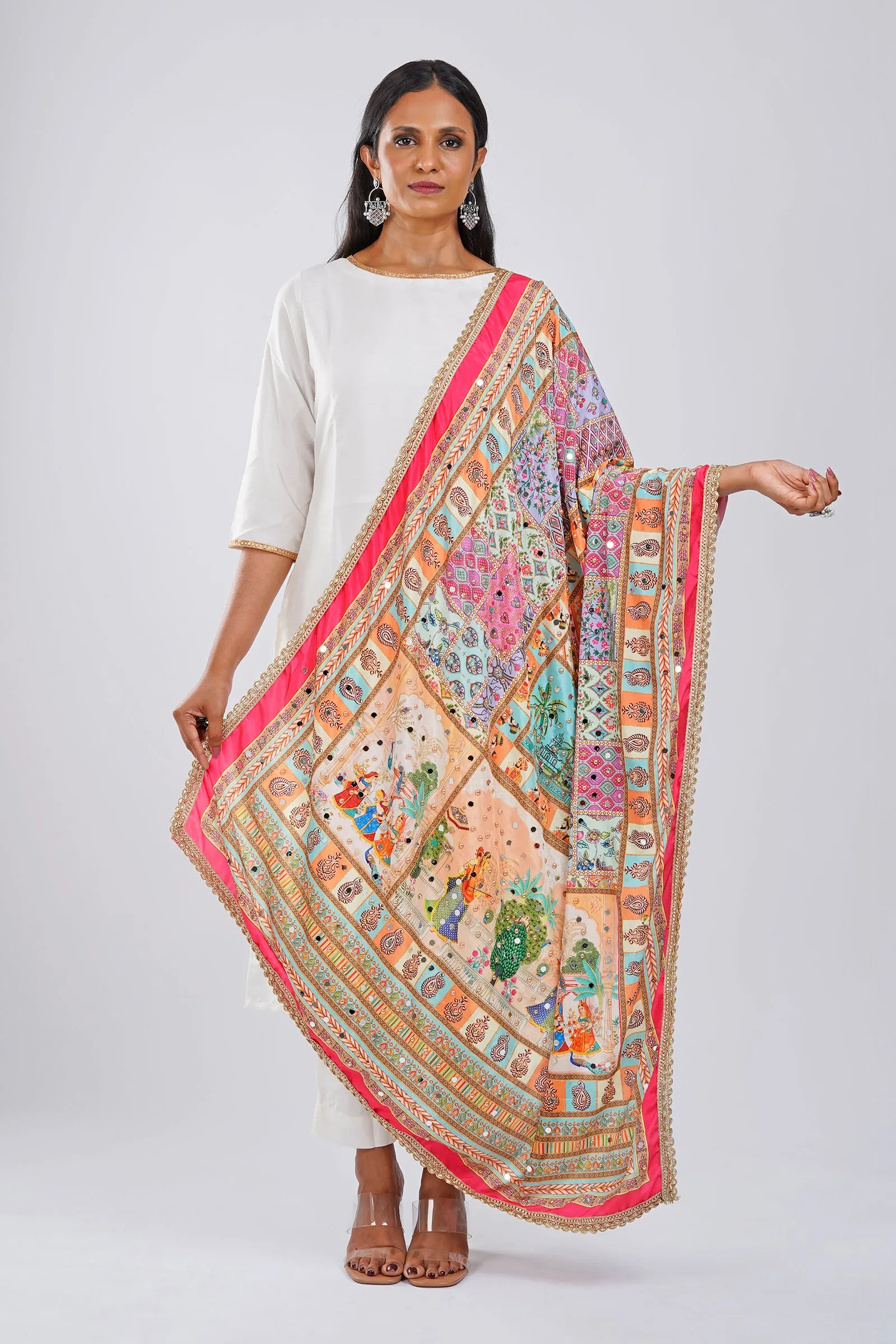 Teejh Begum Embellished Printed Dupatta