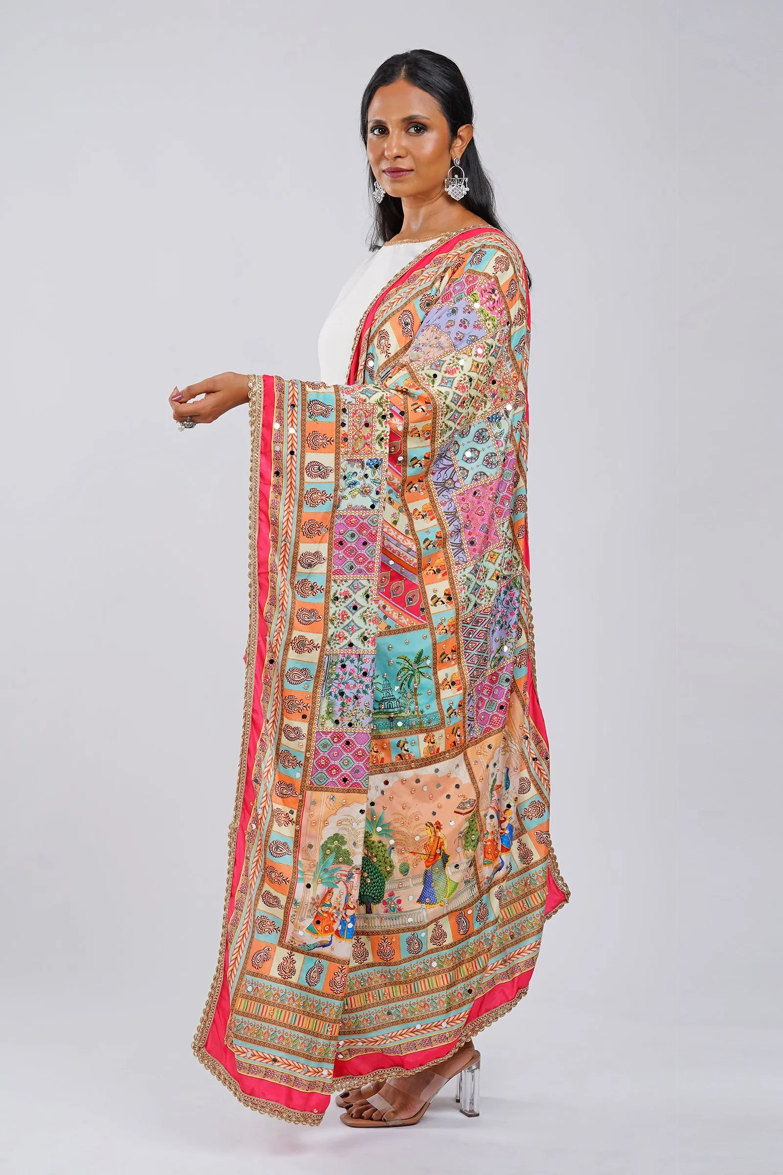 Teejh Begum Embellished Printed Dupatta