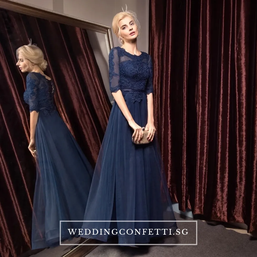 Multicolored Arelle Long-Sleeve Gown in Black, White, Pink, Red, and Blue (Available in 4 Colors)