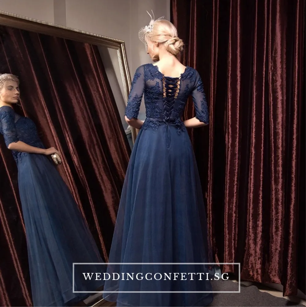 Multicolored Arelle Long-Sleeve Gown in Black, White, Pink, Red, and Blue (Available in 4 Colors)