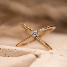 The Eleni Ring | Lab Diamond Princess Cut Criss Cross Statement