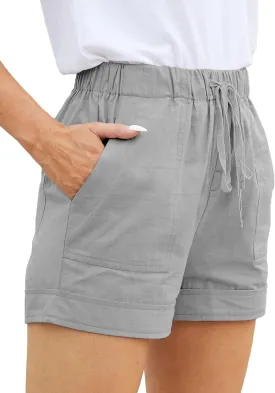 Womens Comfy Drawstring Casual Elastic Waist Pocketed Loose Fit Shorts Plus Size