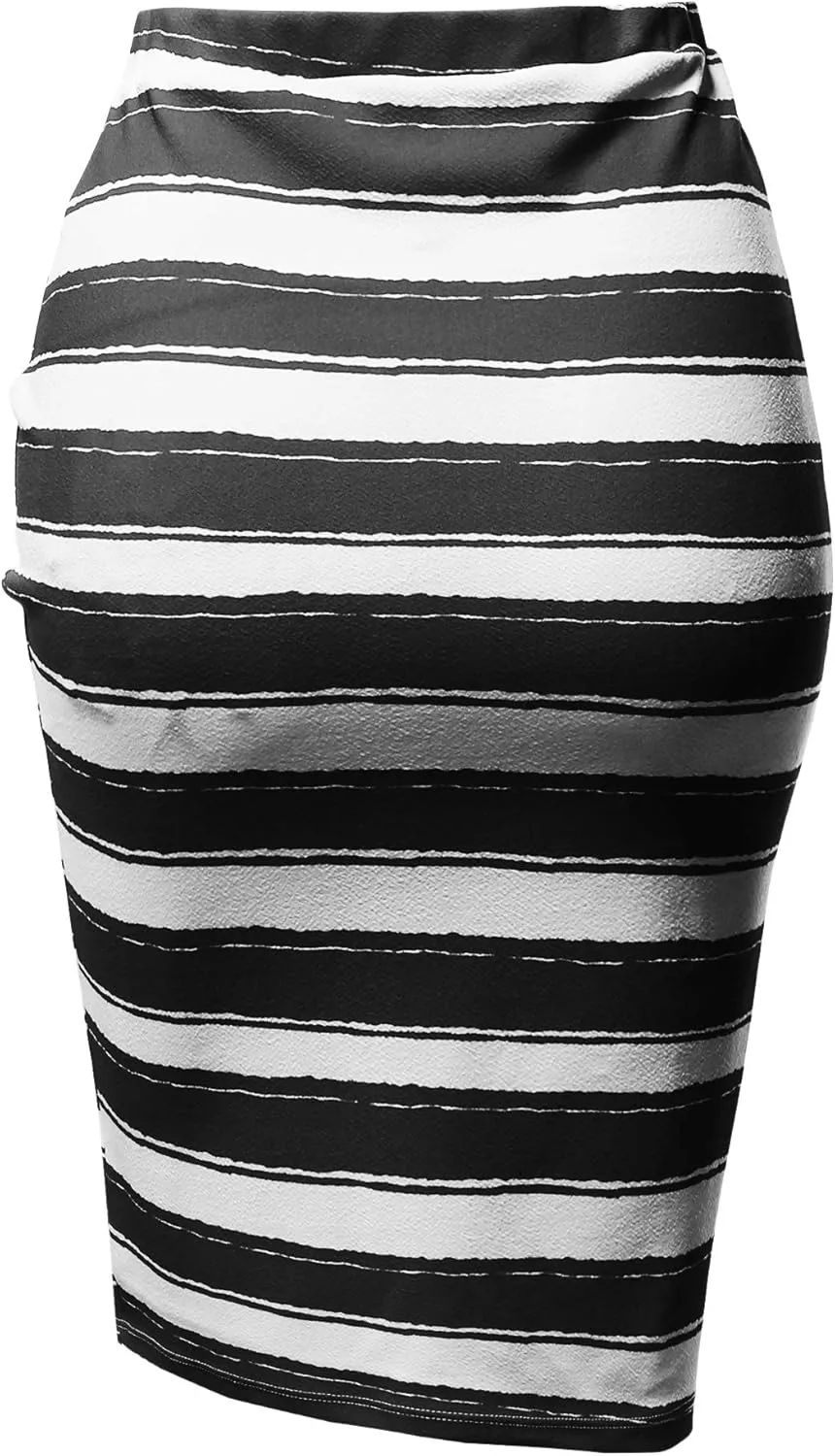 Women's Fitted Stretch Printed High Waist Midi Pencil Skirt