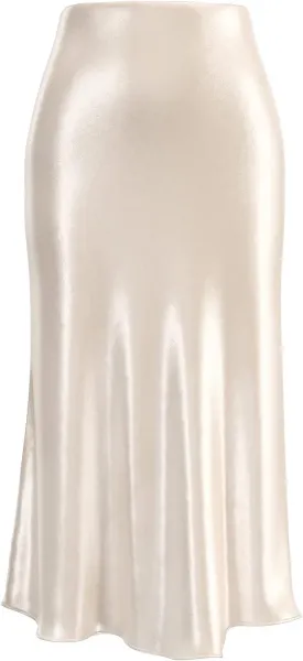 Womens Leopard Print Skirt Midi Long Length Silk Satin High Waist Elastic Skirts